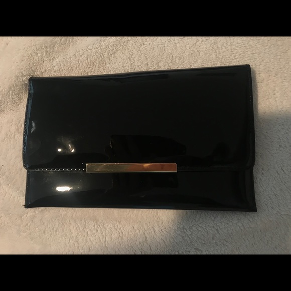NWOT Black Patent Envelope Clutch - Picture 2 of 5